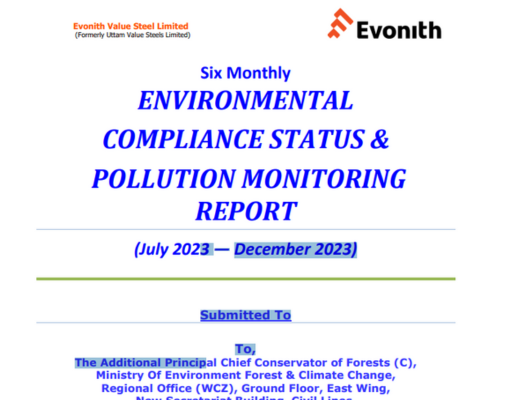 Evonith Value Steel Ltd. Status of compliance EC conditions & monitoring 
